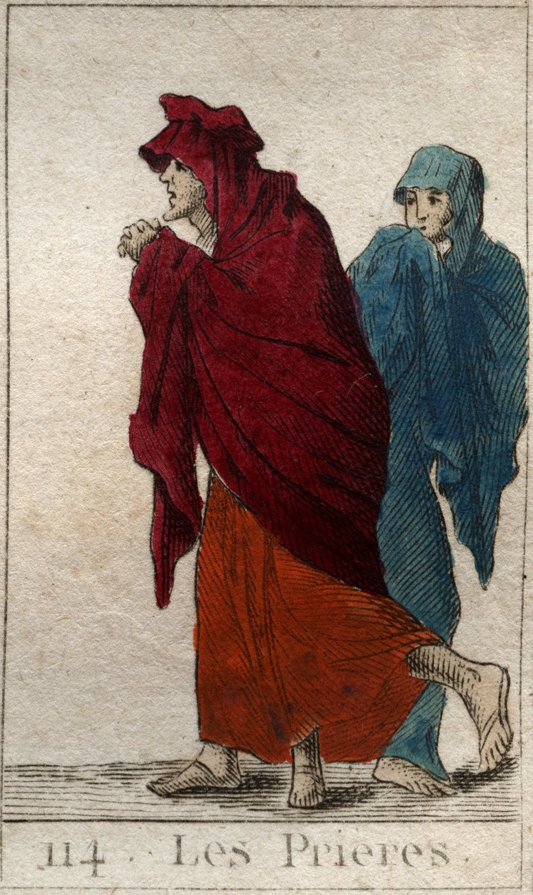 Representation av Bönerna (eller Lites), Jupiters döttrar, i form av gamla, halta och ödmjuka kvinnor. (Representation of Litae (Prayers), som gamla, lama och ödmjuka kvinnor. Ur "Mythology of Youth" av Pierre Blanchard 1803. av French School