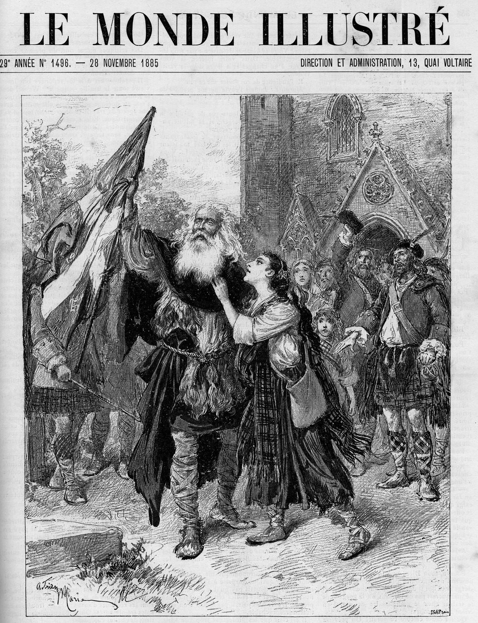 Representation av dramat i fem akter "" Les Jacobites" av Francois Coppee (1842-1908) på theatre de l