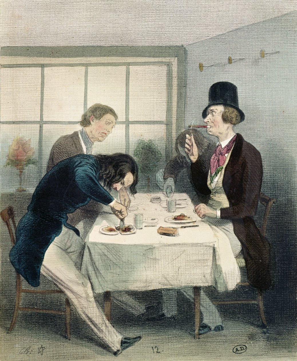 Restaurang i rue Saint-Jacques i Paris, ca 1840 av French School
