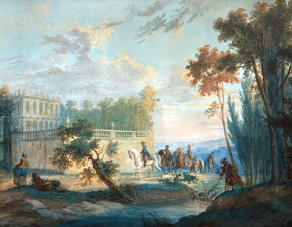 Återkomst från jakten, mitten av 1700-talet (gouache på papper) av French School