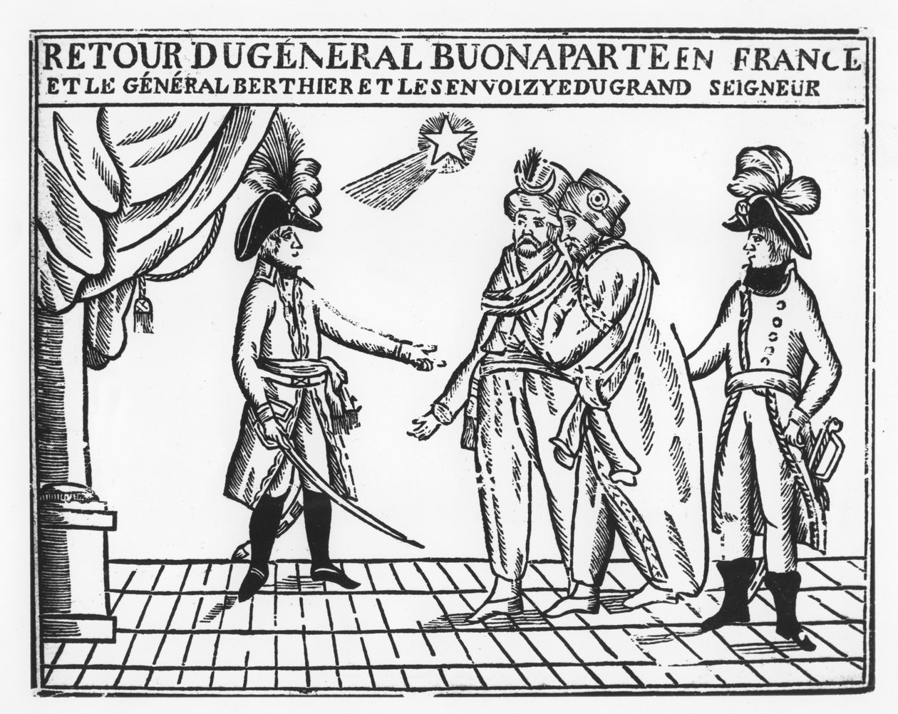 General Bonapartes återkomst till Frankrike (gravyr) av French School