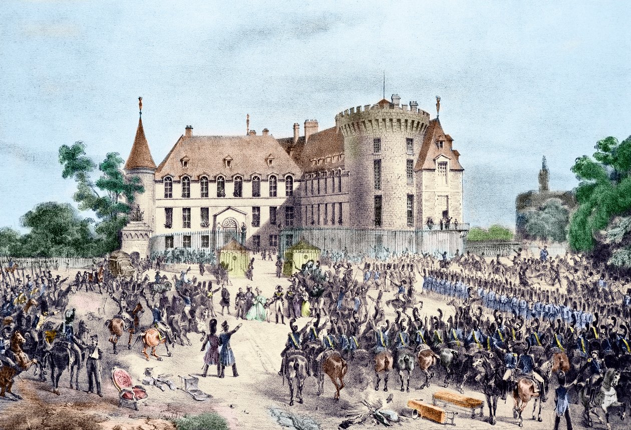 Revolutionen 1830, Karl X presenterar till nationalgardet (gravyr) av French School