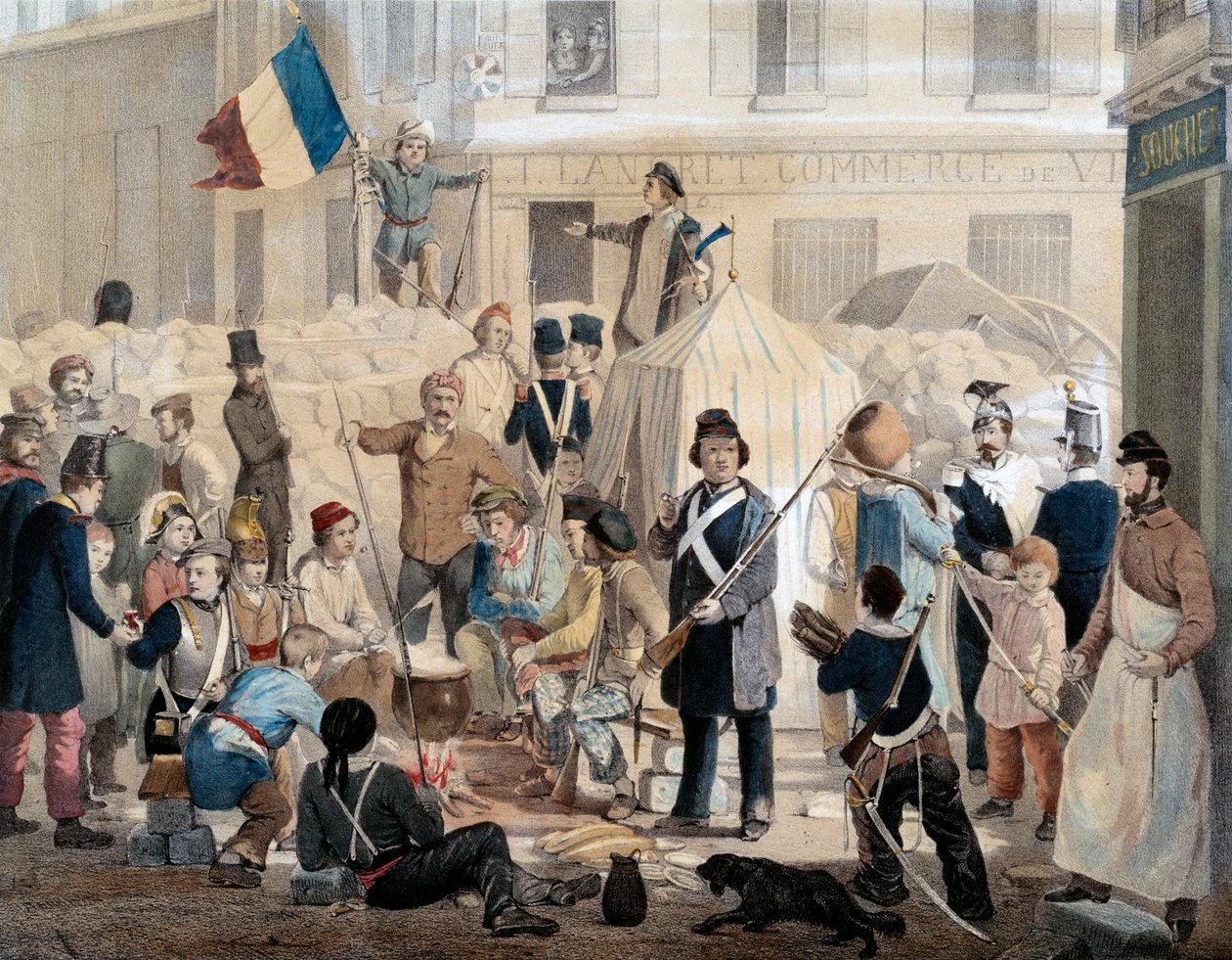 Revolutionen 1848: Barricade de la rue Coquenard (25 februari av French School