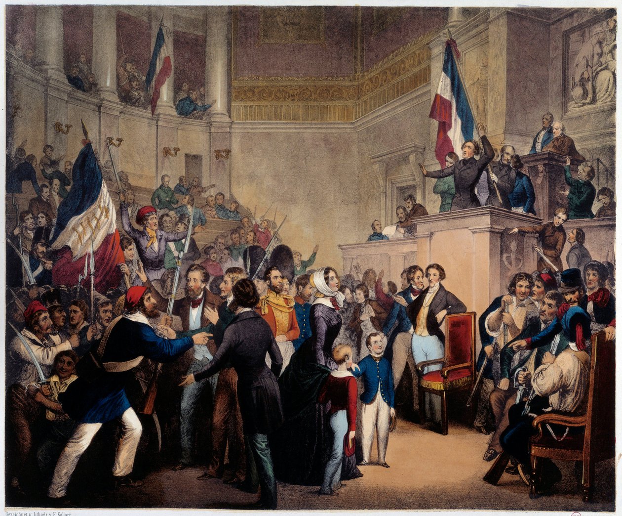 Revolutionen 1848. Hertiginnan av Orleans uppträdde i Deputeradehuset (nationalförsamlingen) med sina barn för att erhålla Regency (24 februari av French School