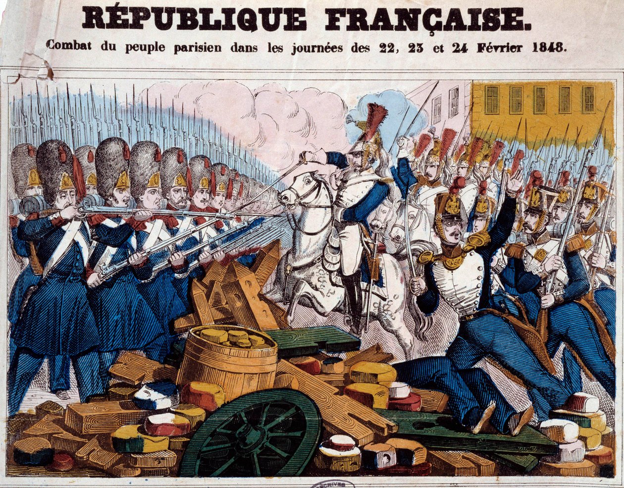 Revolutionen 1848: det parisiska folkets kamp på barrikaderna dagarna 22, 23 och 24 februari av French School
