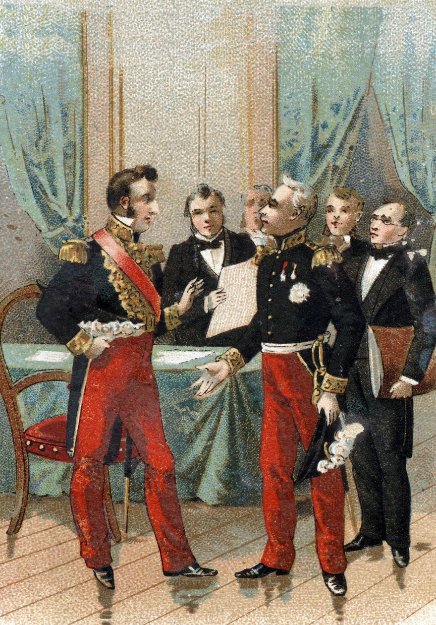 Julirevolutionen 1830: ""Du är den bästa av republikerna"" fras som La fayette (Lafayette) sa till hertigen av Orleans, som blev Louis Philippe I (1773-1850), kung av fransmännen, den 26 juli 1830 . av French School