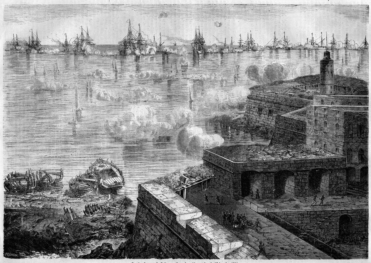 Risorgimento - Expedition of the Thousand or Red Shirts - Siege of Gaete, Italien av French School