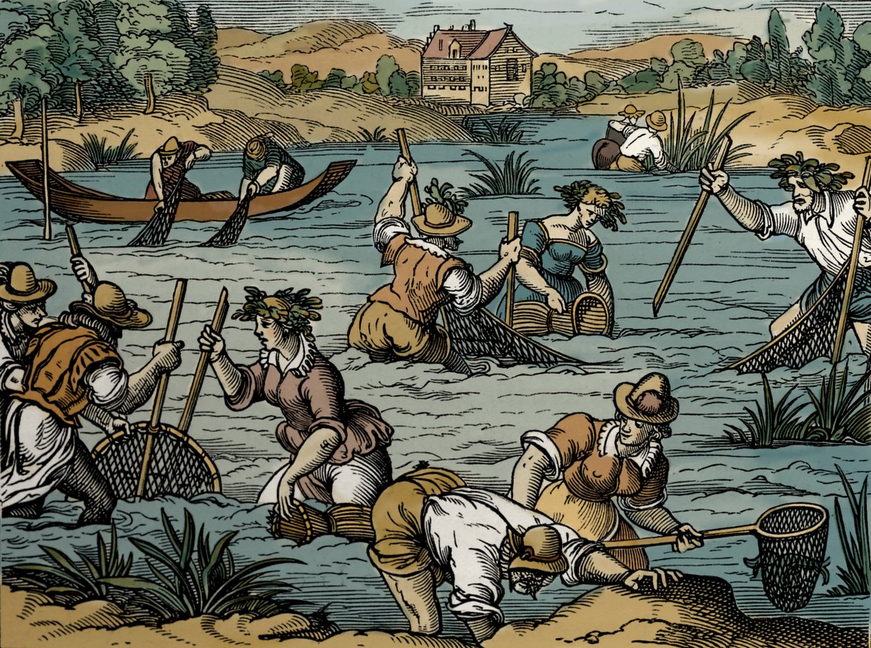 River Fishing, från 1584 (gravyr) av French School