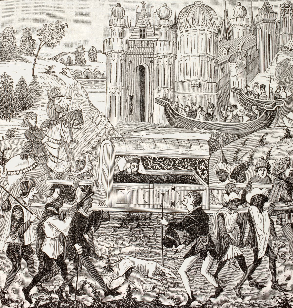 Robert I, hertig av Normandie, bärs i sin kull av negrer, från 