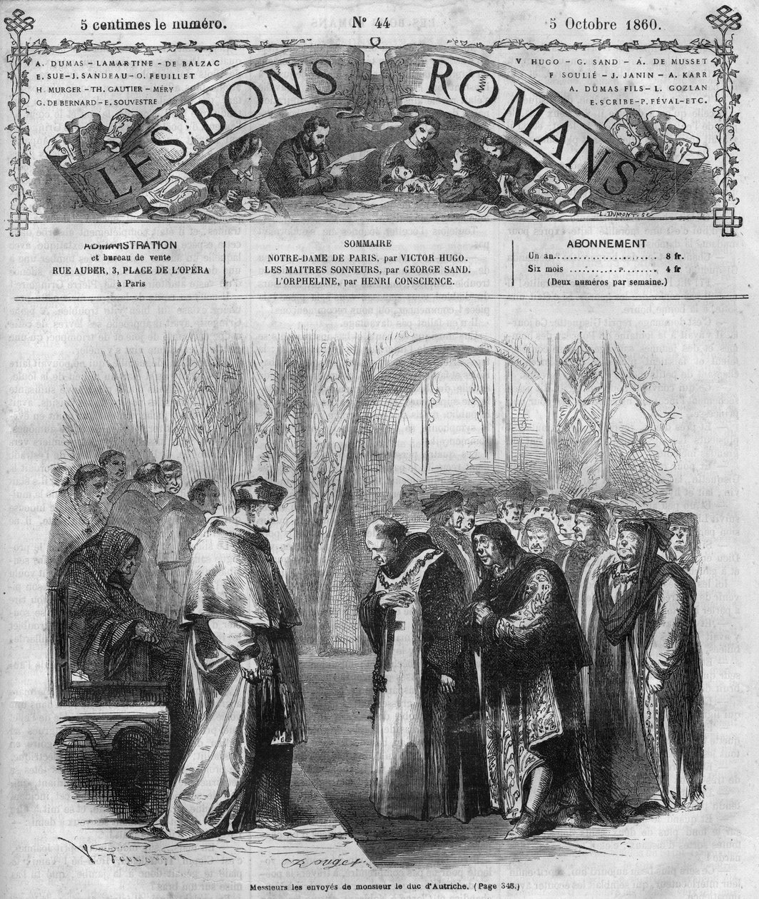 Romanföljetong: "" Notre Dame de Paris"" av Victor Hugo (1802-1885). Gravyr i ""Goda romanser"" av French School