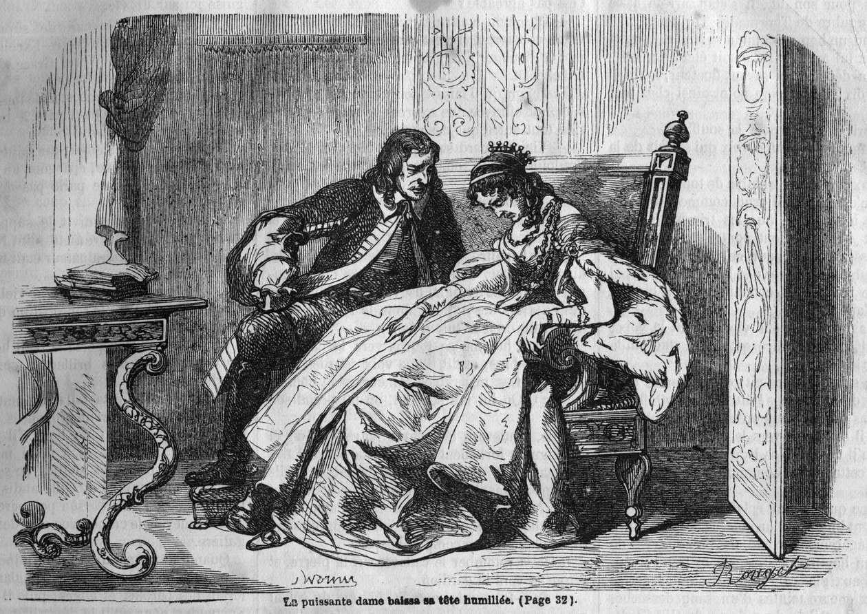 Romersk följetong: "The Green Ladies" av George Sand (Aurore Dupin, Baronne Dudevant) (1804-1876). Gravyr i "" Les bons romances"" av French School