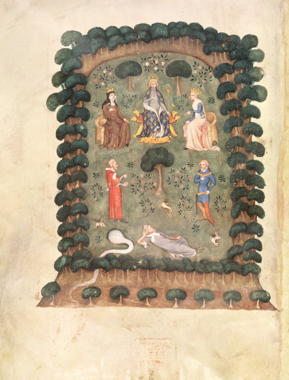 Roy 19 C IV f.298 Karl V tronade i trädgården med krona och spira, från 