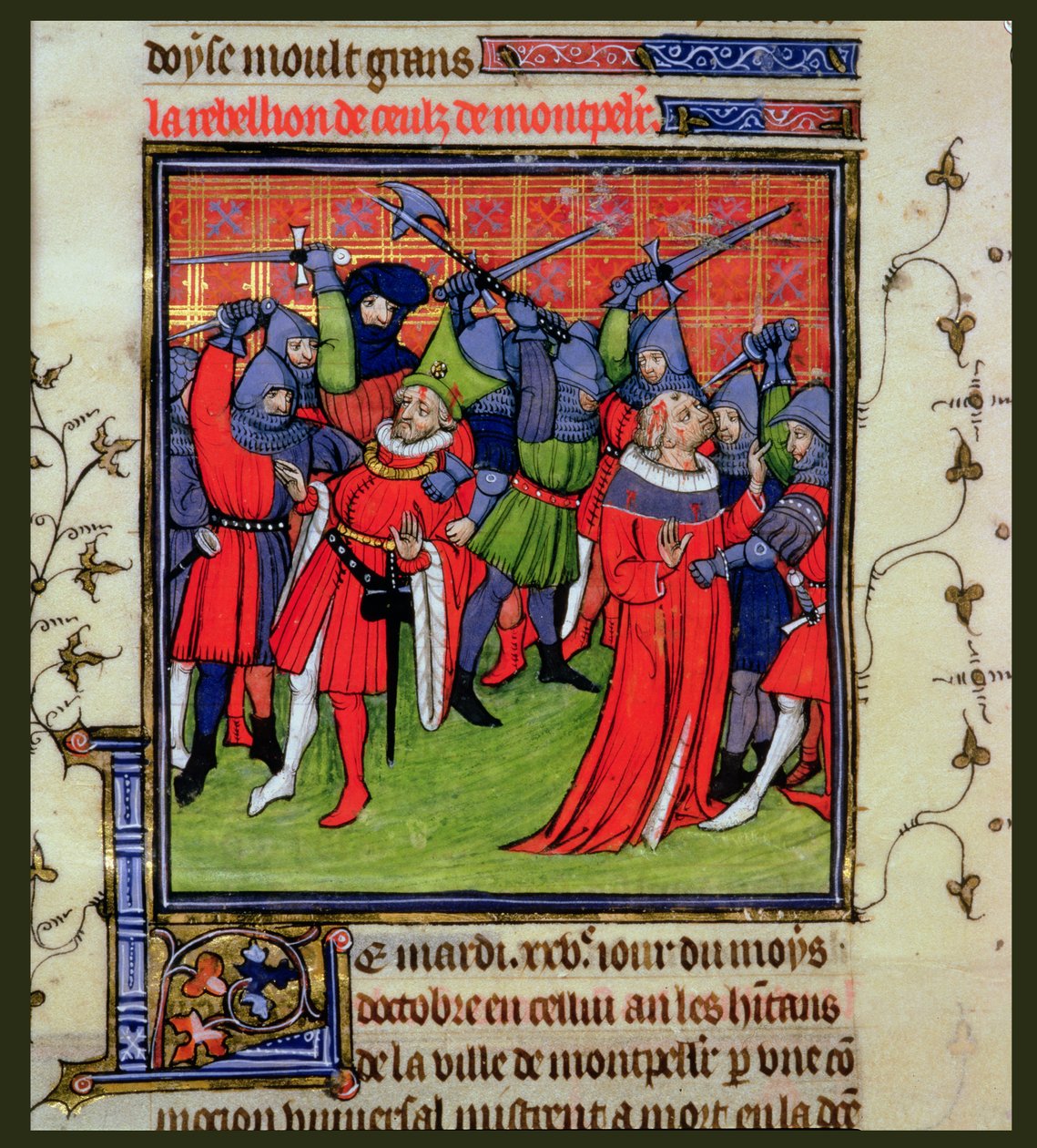 Roy 20 C VII f.212v Revolt at Montpellier av French School