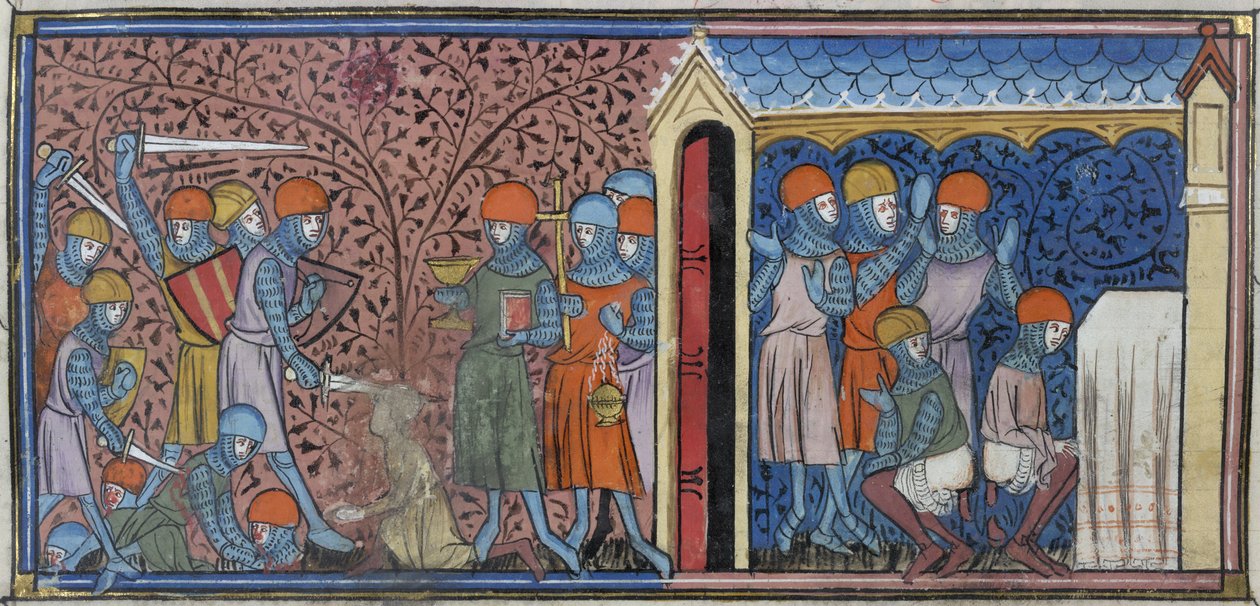 Royal 16 G. VI, f.185v Raid of the Mansur of Cordoba, illustration från 