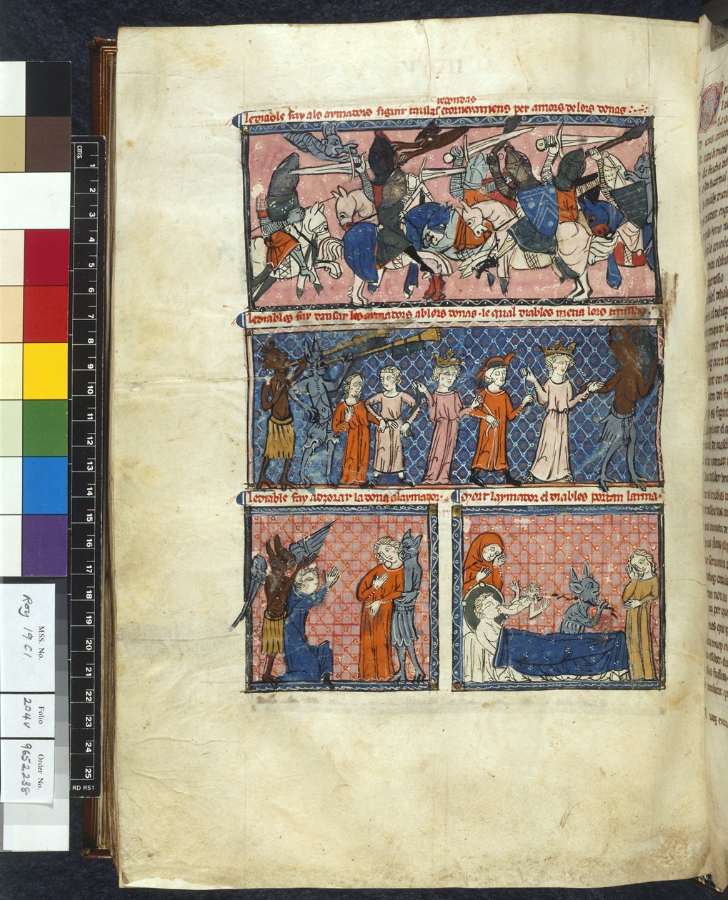 Royal 19 C. 1, f.204v Diabolic Temptations, illustration från 