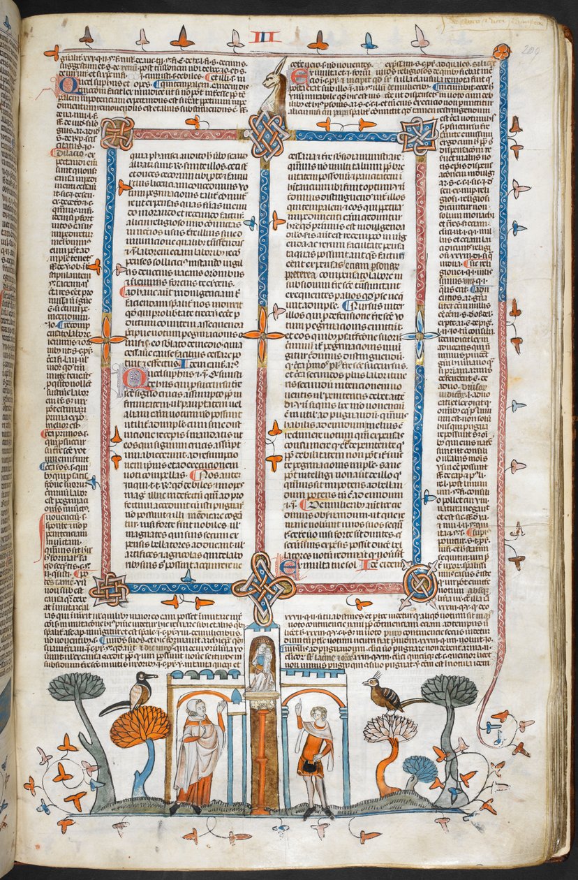 Royal MS 10 E IV, f.209r, The Painter and the Devil, från Decretals of Gregory IX med glans av Bernard av Parma (
