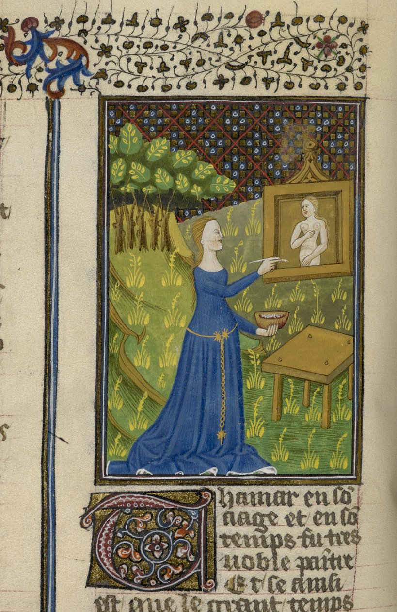Royal MS 16 G V f.68v Thamar målar gudinnan Diana, från 