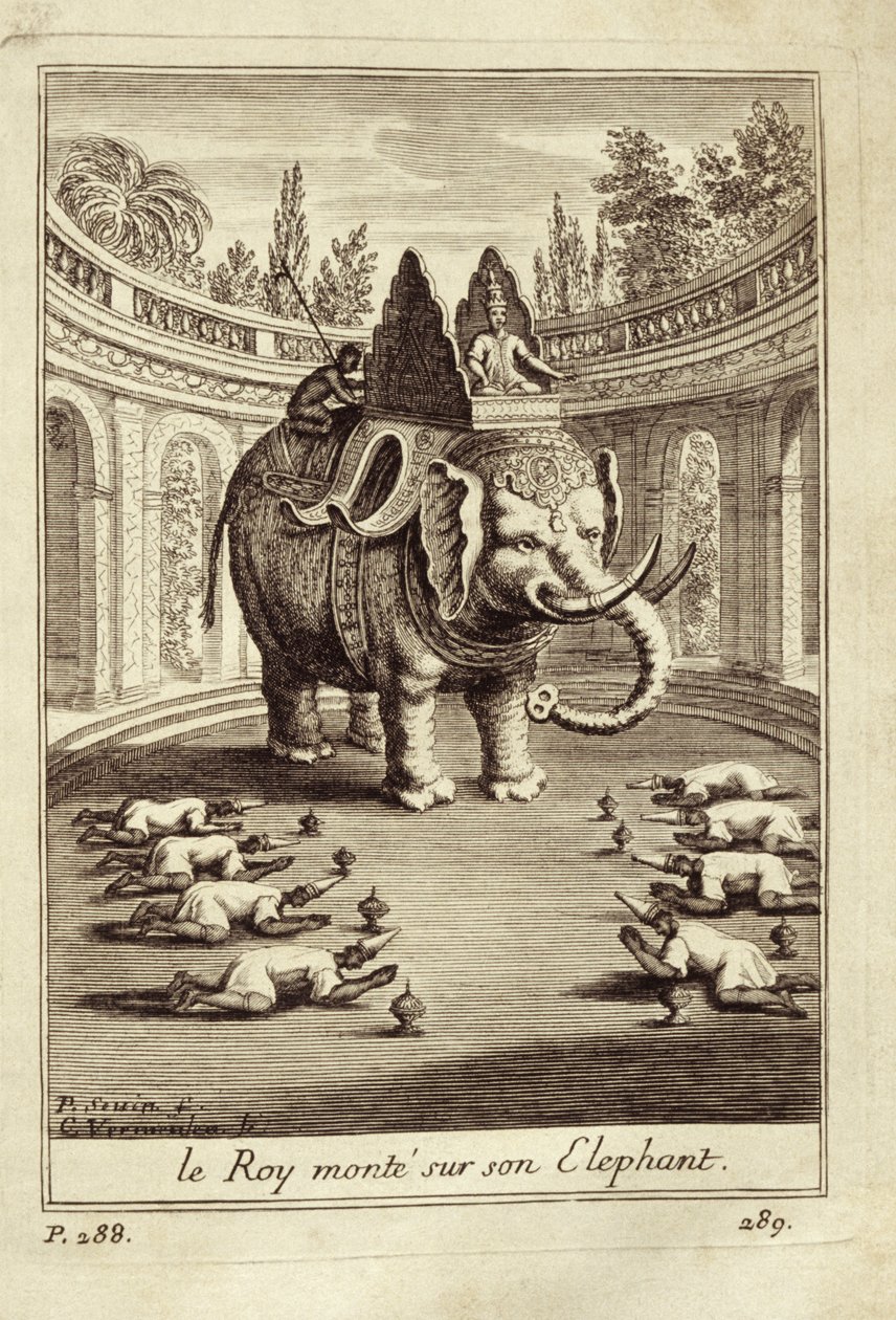 Kungliga elefanter, från Voyage du Siam des Peres Jesuites av Guy Tachard, 1688 av French School