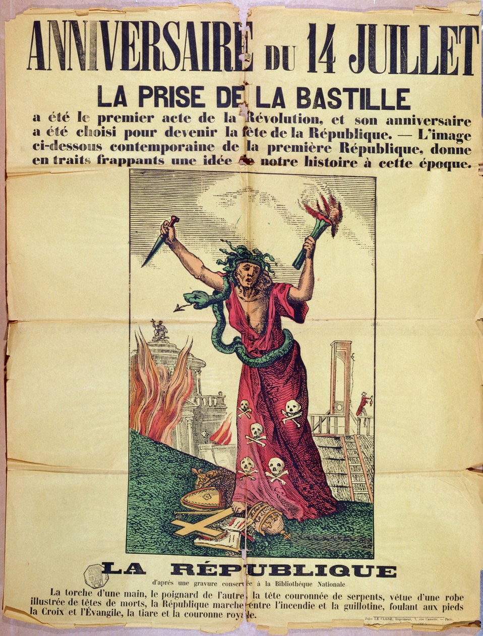 Royalist och katolsk affisch som avvisar firandet av Quatorze Juillet, 1880 av French School