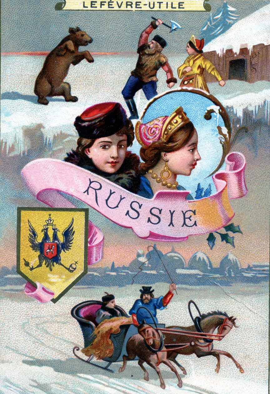 Ryssland, från en serie reklamkort för Lefevre-Utile (LU) kex, sent 1800-tal av French School