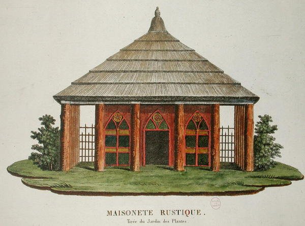 Rustikt hus i Jardin des Plantes, Paris av French School