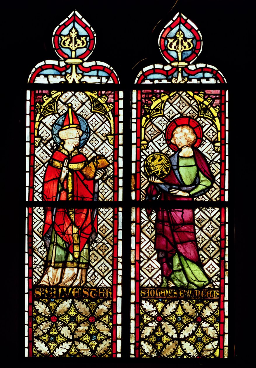 SS. Sylvester och Johannes evangelisten, från Collegiate Church of Our Lady of the Assumption i Romont, ca 1330 av French School