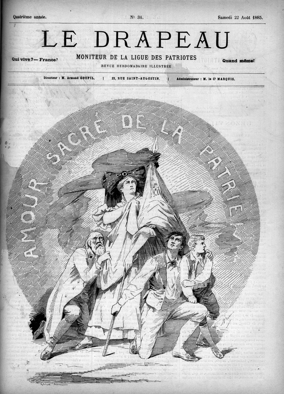 Sacred Love of the Fatherland - omslag till "The Flag - Monitor of the League of Patriots" - 22 augusti av French School