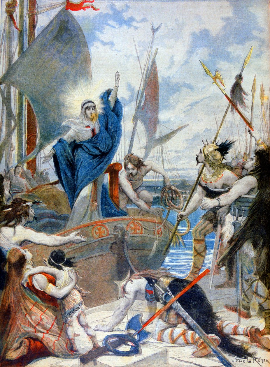 Saint Genevieve och Attila av French School