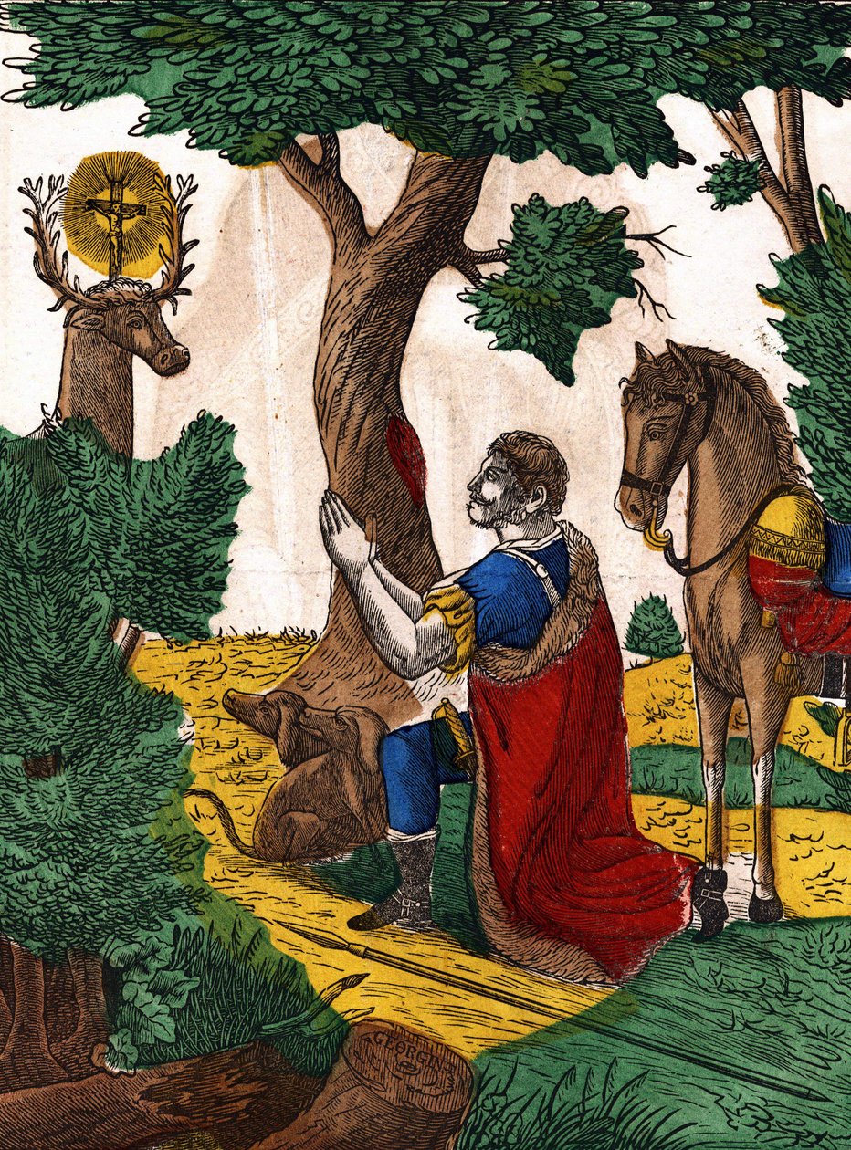Sankt Hubert. Bild av Epinal, första hälften av 1800-talet av French School