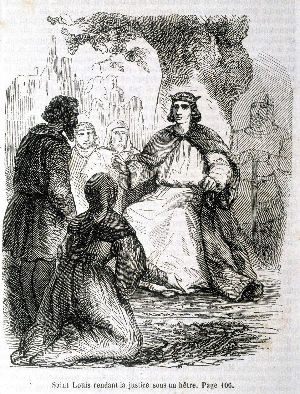 Saint Louis gör rättvisa under en bok - i "Histoire de France" av L.-P. Anquetil av French School