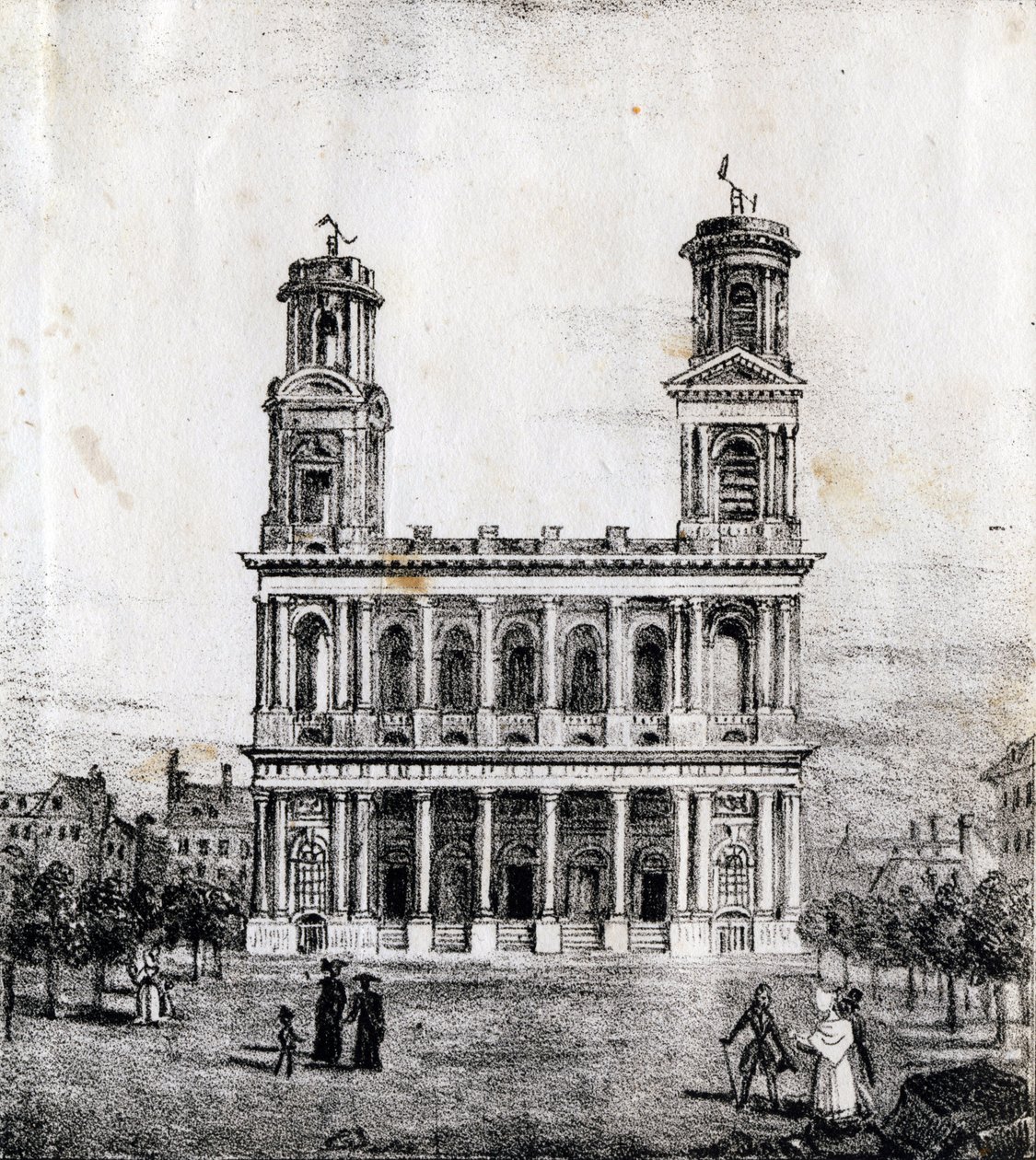 Saint Sulpice Church, Paris - "Alphabet Picturesque des Monuments de Paris" c.1840 (gravyr) av French School