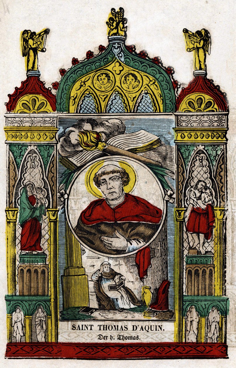 Sankt Thomas av Aquino (1228 - 1274). Bild av Epinal, första hälften av 1800-talet av French School
