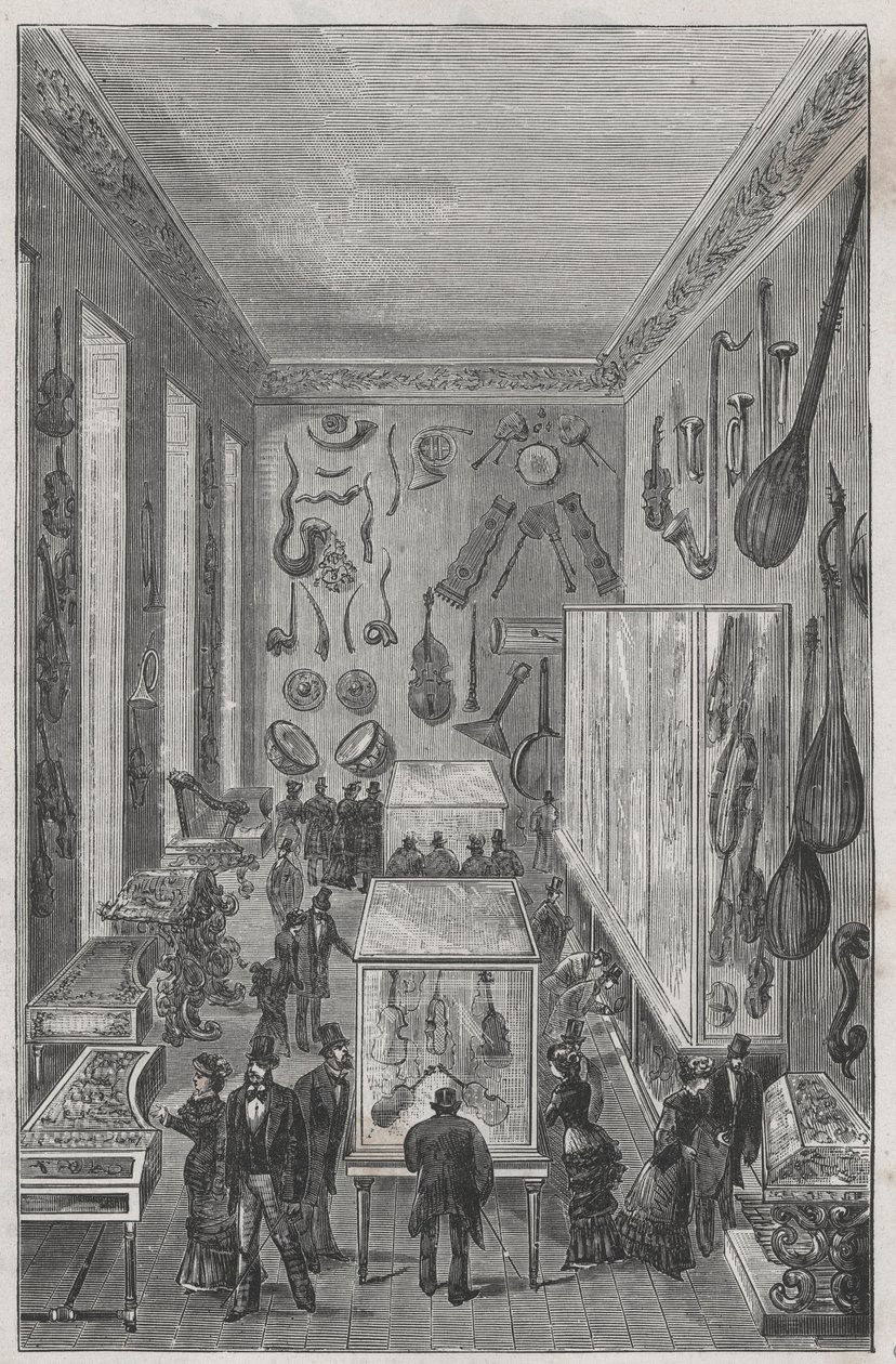 Hall of the National Conservatory of Music Museum of Paris - Gravyr i "Sciences à la range de tous - fysik och populär kemi"" av Alexis Clerc - Slutet av 1800-talet - Privat samling av French School
