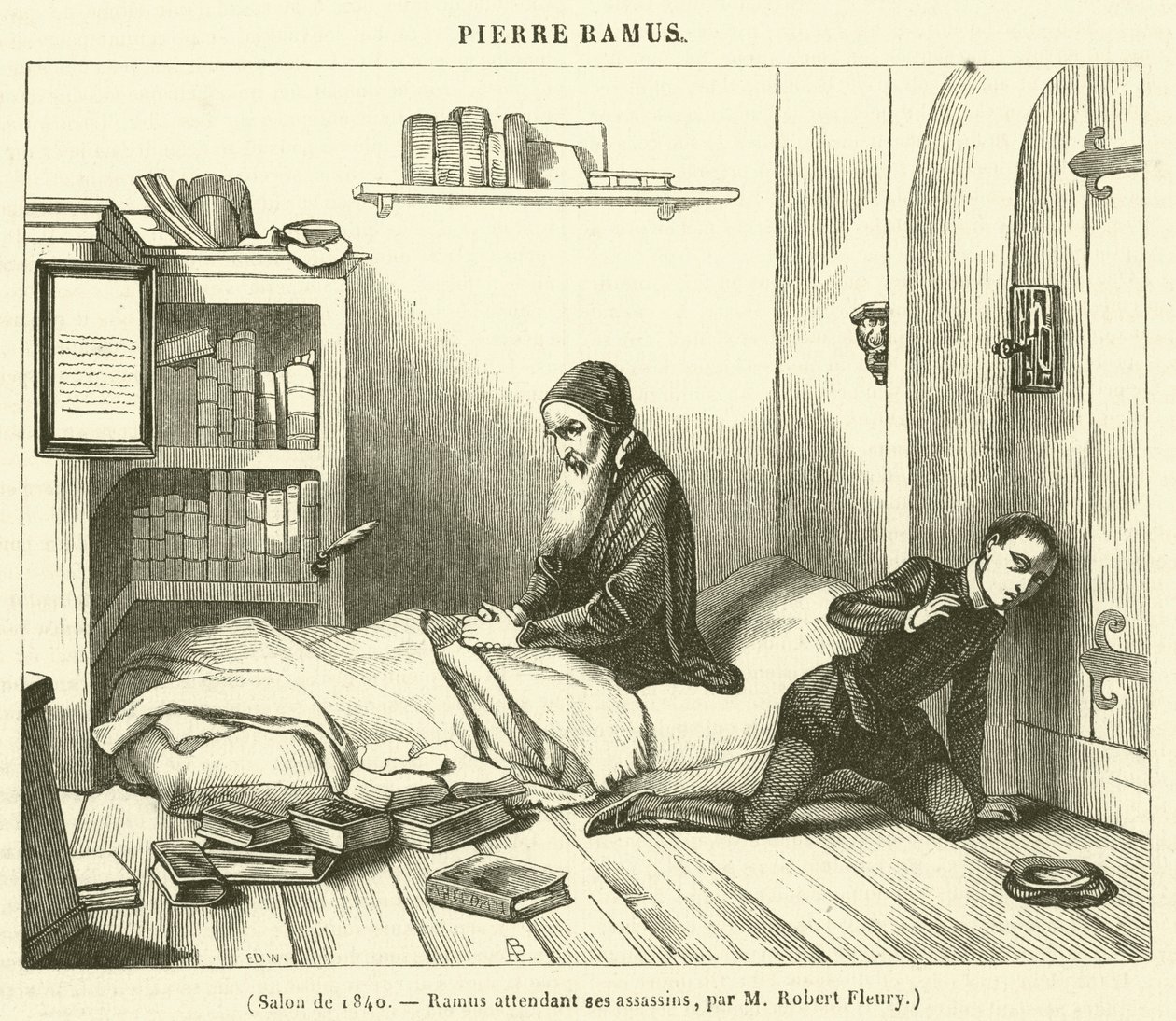 Salongen 1840, Ramus i väntan på sina mördare (gravyr) av French School