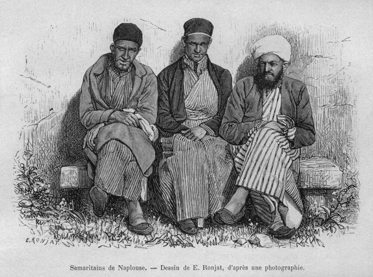Samariter från Nablus, från Syrien idag. Reser i Fenicien, Libanon och Judéen. 1875-1880 av Louis Charles Emile Lortet, 1884 (bw gravyr) av French School
