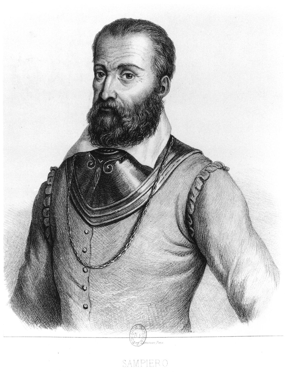 Sampiero Corso (1498-1567) illustration från Histoire illustree de la Corse av Jean Ange Galletti (1804-66) av French School