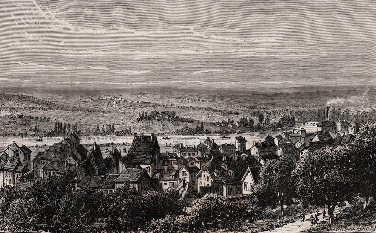 Sarreguemines - Mosel - gravyr i "La France illustrée: geografi, historia, statistisk administration" av V.A. Malt-Brown. 1884 av French School