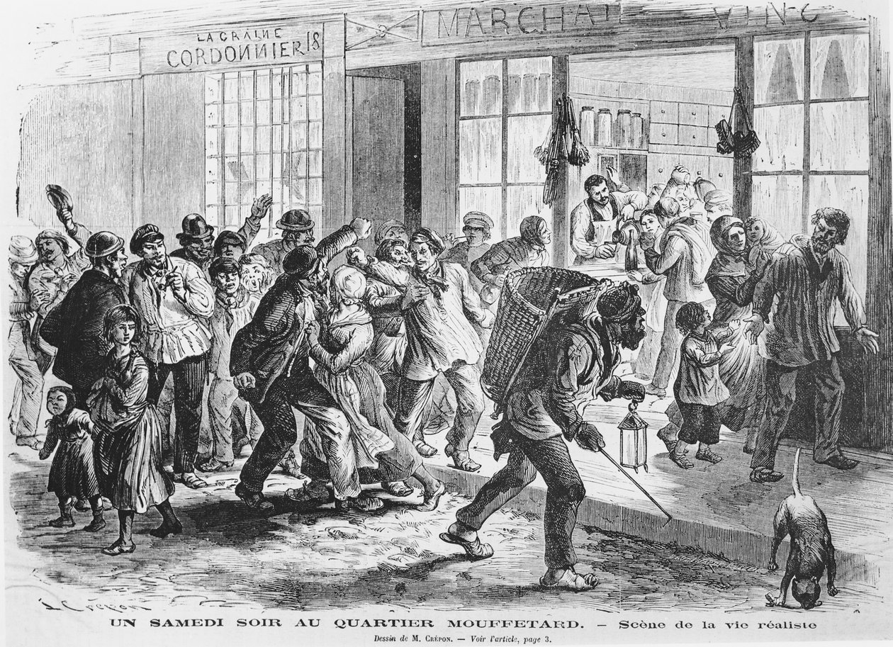 Lördag kväll i Mouffetard Quarter, ca. 1860 av French School