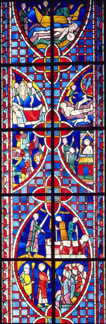 Scen från St. Vincents liv, 1245-7 (målat och målat glas) av French School
