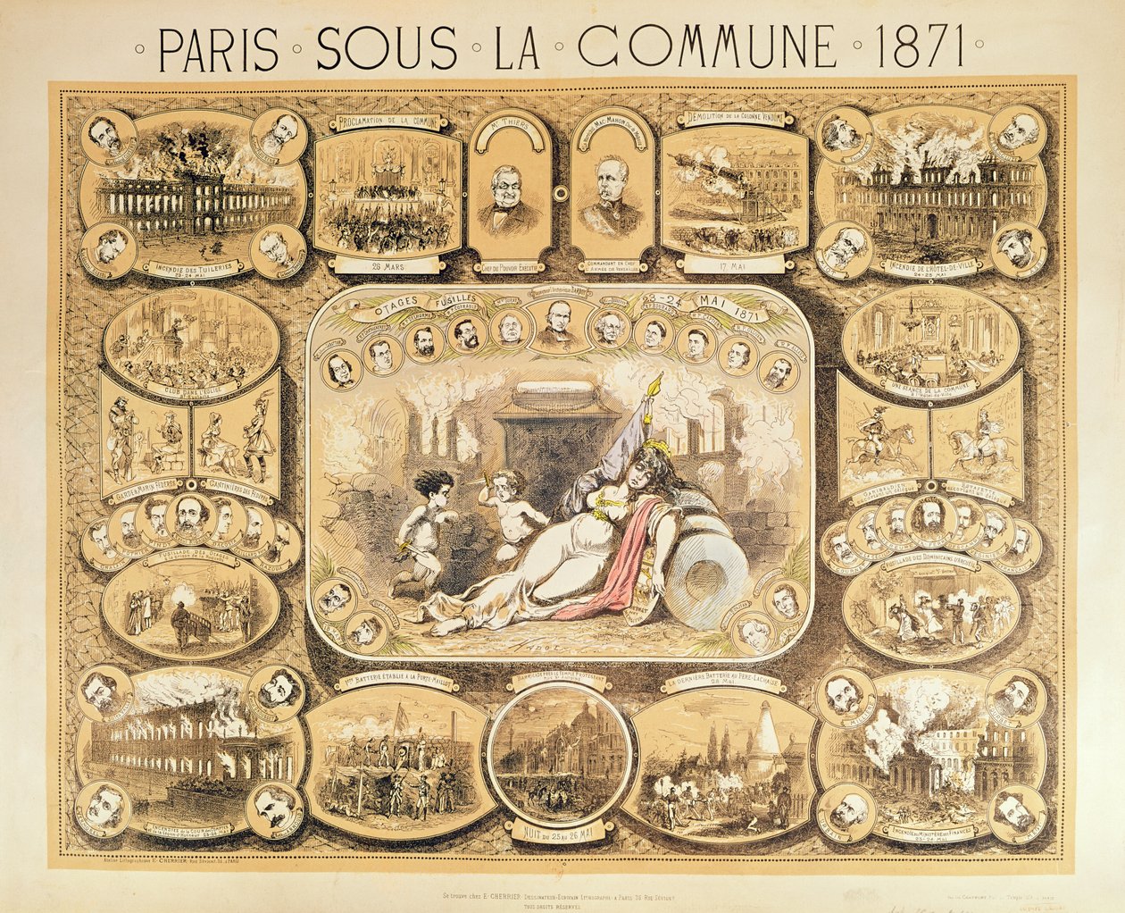 Scener från Pariskommunen, 1871 av French School
