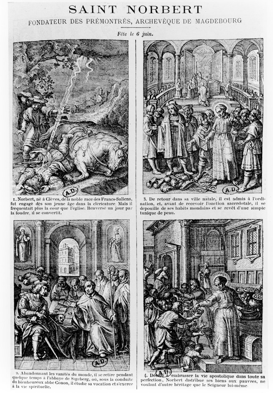Scener från livet av Saint Norbert, grundare av den premonstratensiska kanonorden regelbundet av French School