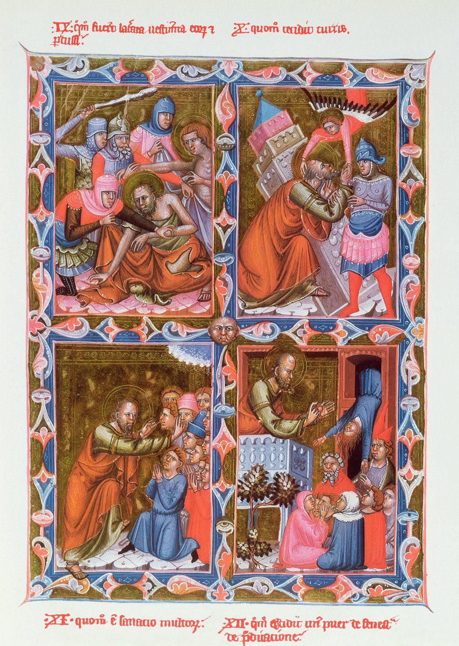 Scener från Saint Pauls liv, faksimil av ett 1400-talsmanuskript av Legendaire des Anjou-Hongrie, skola i Bologna av French School