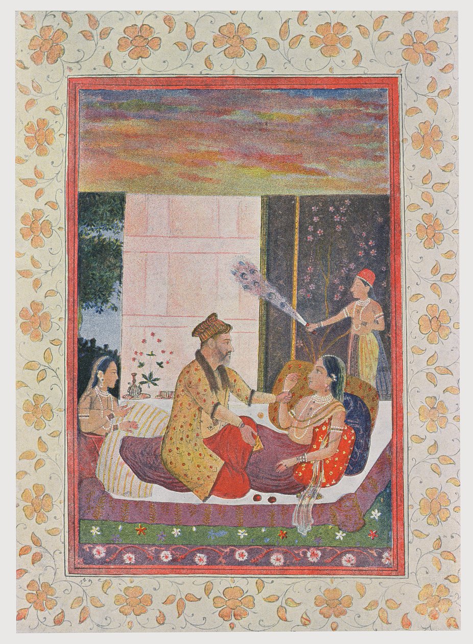 Scheherazade Seized by the King, illustration från The Arabian Nights, 1895 (färgstick) av French School