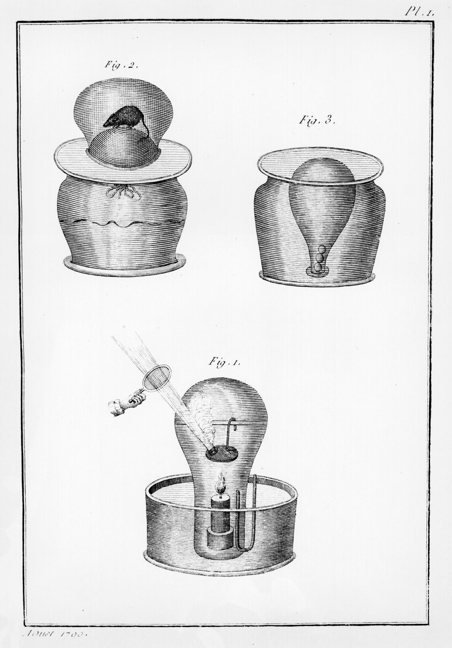 Vetenskapliga experiment, illustration från Observations on Physics, Natural History and the Arts, tillägnad Mgr. Greven av Artois, augusti 1789 av French School