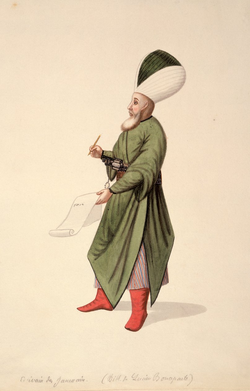 Skrivare till janitsjarbefälhavarna, ottomansk tid, tredje kvartalet av 1700-talet (wc på papper) av French School