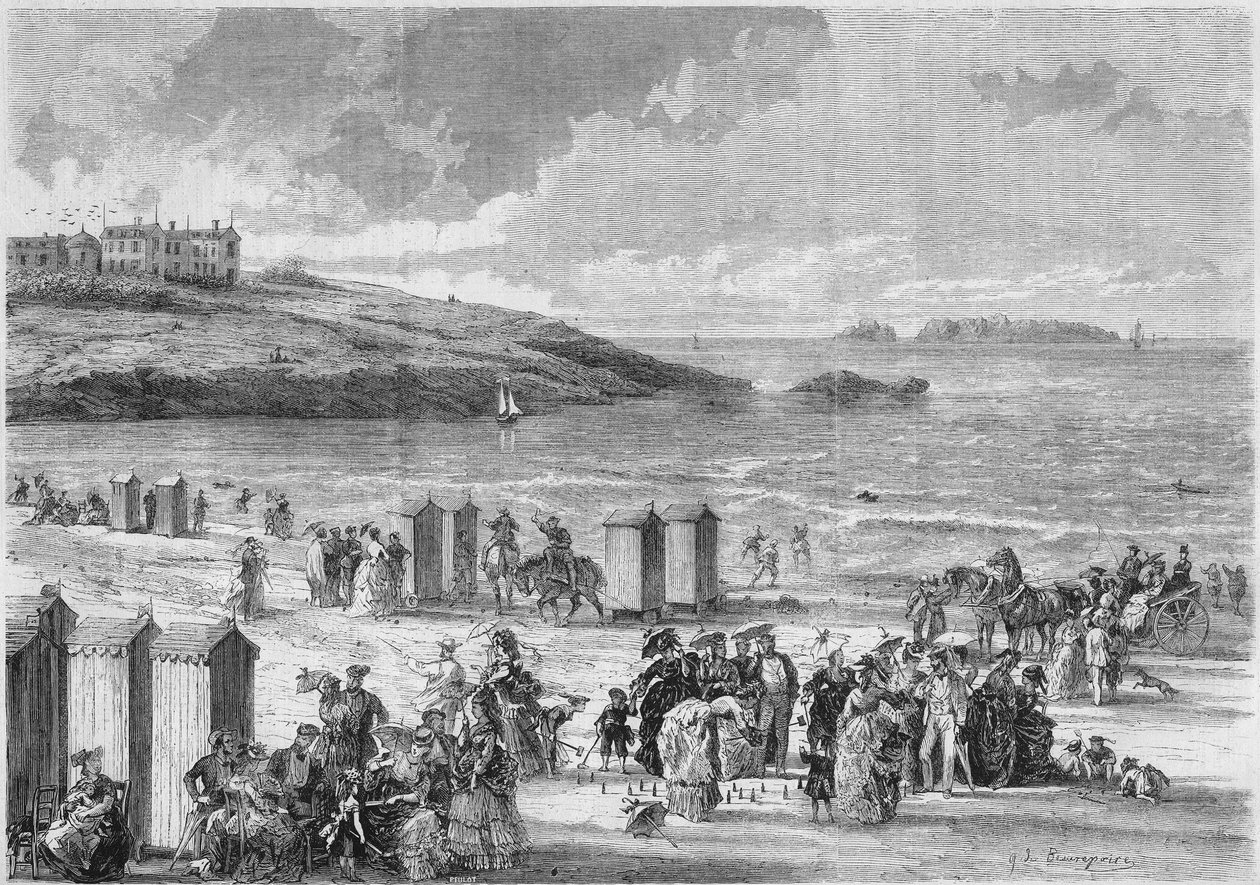 Havsbad: sista badande på stranden i Dinard, Ille et Vilaine (35) av French School