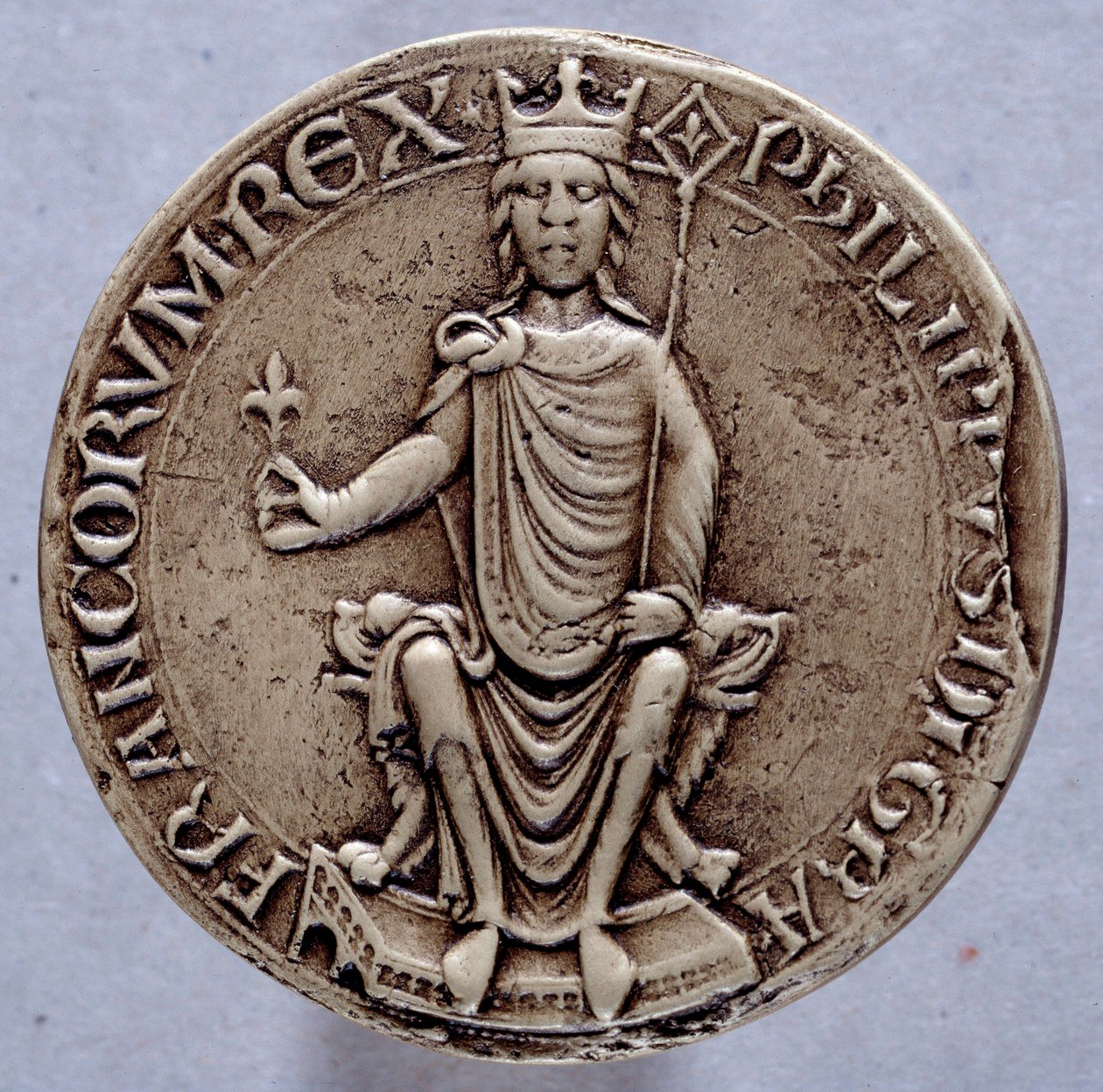 Kung Filip II:s sigill dit Philippe Augustus (1165-1223) 1200-talets Paris, Archives Nationales av French School