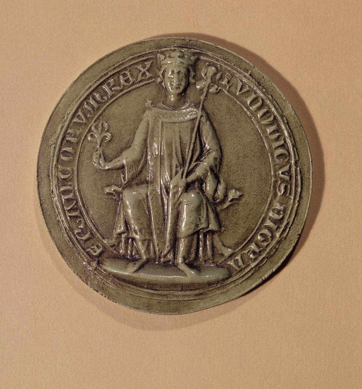 Sigill av Ludvig IX (1214-70) med en spira och en fleur de lys, ca 1252 av French School