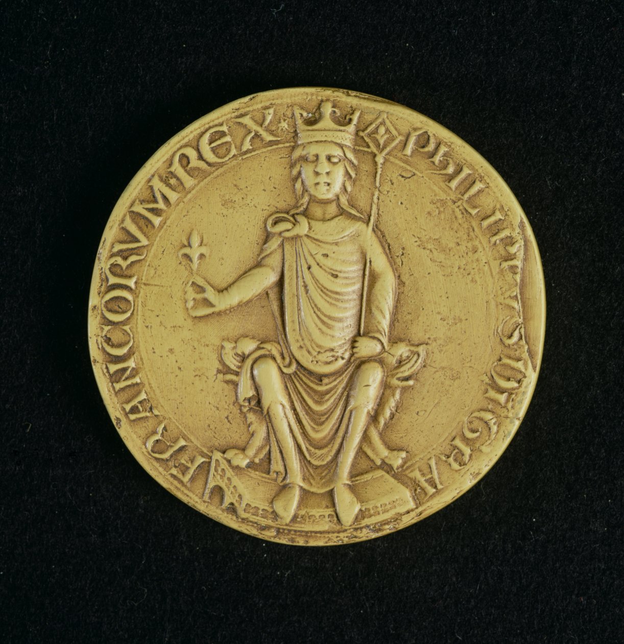 Sigill av Philippe II Auguste (1165-1223) 1198 (vax) av French School
