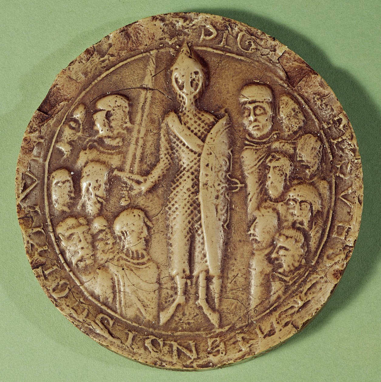 Sigill för kommunen Soissons, 1228 (vax) av French School